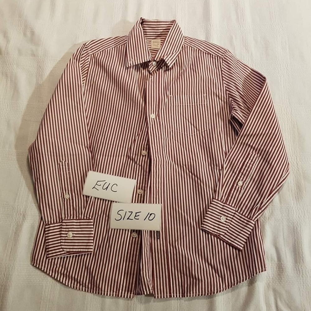 Crewcuts boys size 10 button down shirt maroon white long sleeve